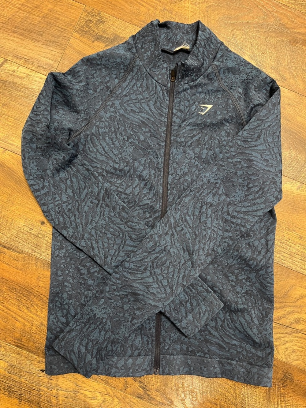 Gymshark Women's Dark Navy Patterned Zip Jacket
